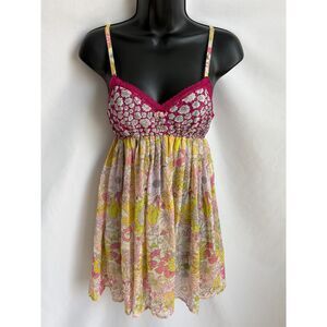 Liberty of London Floral Nightgown Lingerie Size XS Pink Yellow Teddy Girly Cute